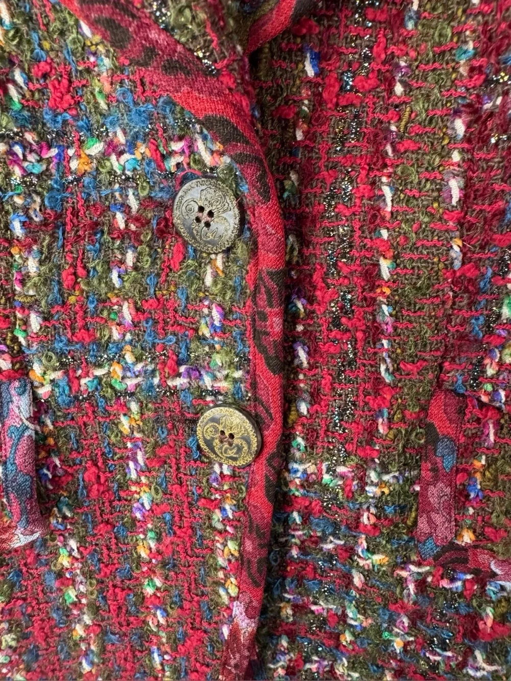 Christian Lacroix Bazaar Multicolor Boucle Blazer Fringe Trim Designer Jacket - Picture 10 of 14